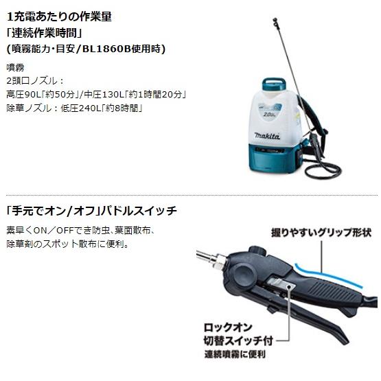 マキタ　MUS200DZ　(本体のみ)　(バッテリ・充電器別売)　充電式噴霧器　20L　18V