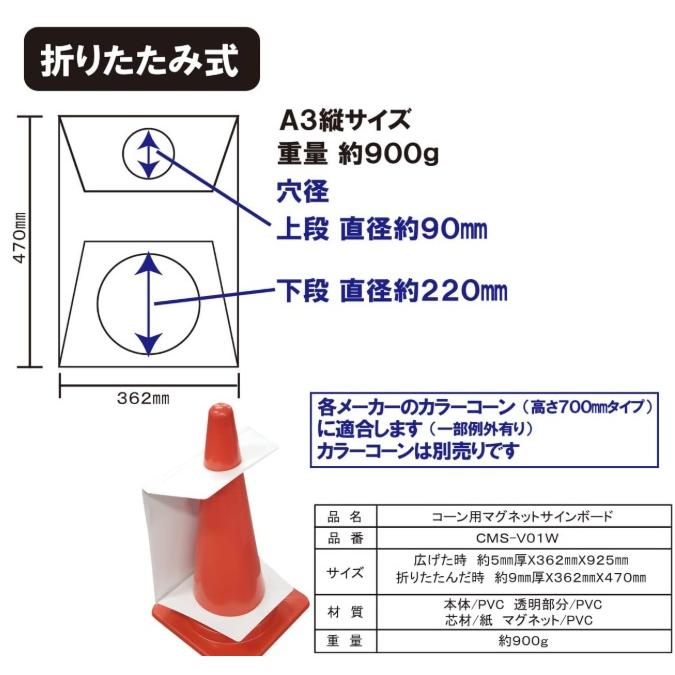 熱田資材 コーン用マグネットサインボード A3サイズ (コーン別売り