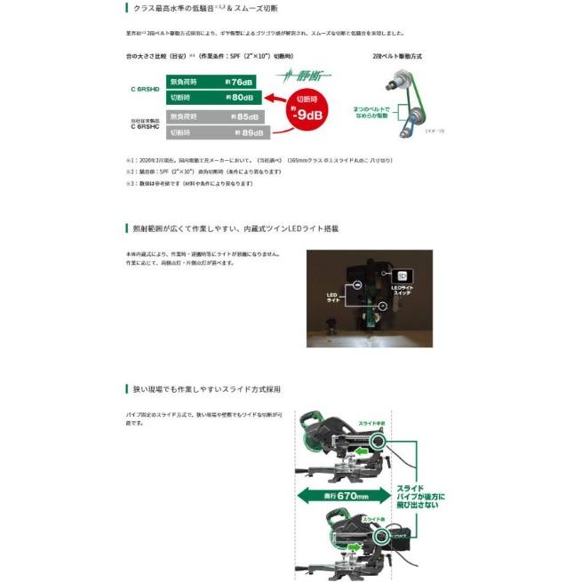 HiKOKI ハイコーキ C6RSHD(K) 100V 卓上スライド丸のこ 165mm 両 HiKOKI ハイコーキ C6RSHD(K) 100V 卓上スライド丸のこ 165mm 両