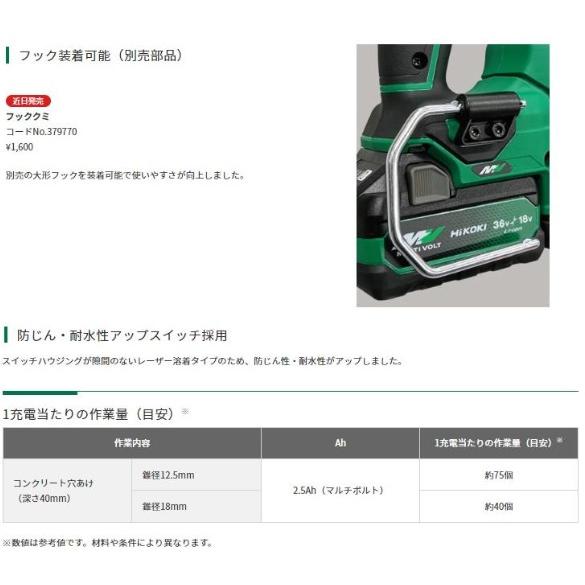 HiKOKI ハイコーキ DH3628DA(NN) (本体のみ) コードレスロータリ HiKOKI ハイコーキ DH3628DA(NN) (本体のみ) コードレスロータリ