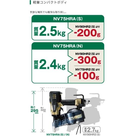 ハイコーキ　NV75HRA(N)　ケース付　パワー切替機構なし　75ｍｍ　高圧ロール釘打機　HiKOKI｜e-tool-aaa｜03