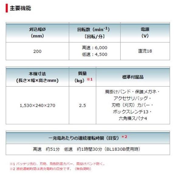 マキタ　MUR194DSF　セット　(バッテリー1個・充電器付)　18V　充電式草刈機　金属刃　草刈り機　草刈機　刈払機｜e-tool-shopping｜06