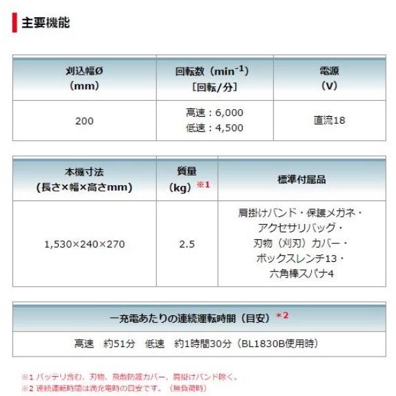 マキタ　MUR194DZ(本体のみ)　(バッテリ・充電器別売)　18V　充電式草刈機　金属刃　草刈り機　草刈機　刈払機｜e-tool-shopping｜06