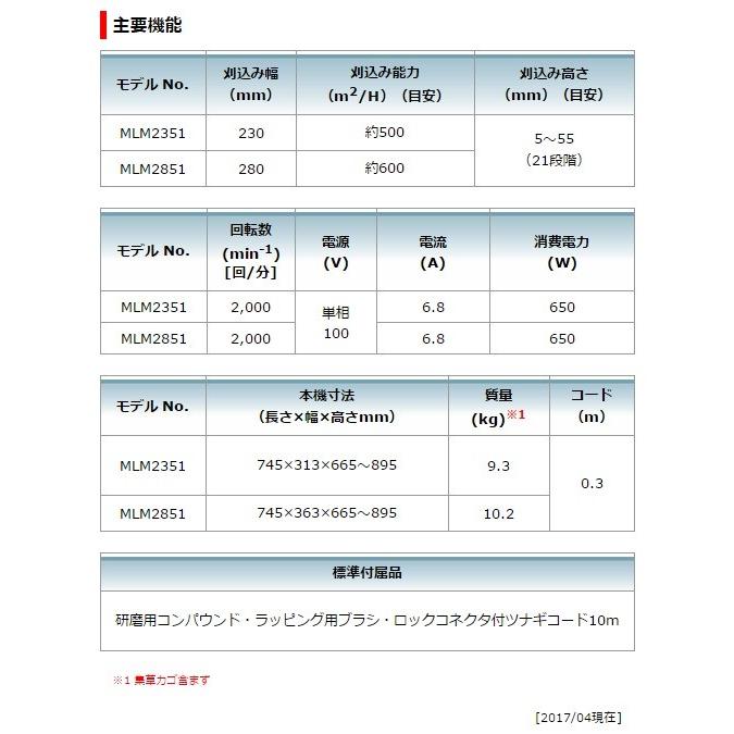 マキタ 100V 芝刈機 MLM2851 刈込幅280mm リール式5枚刃 : e マキタ 100V 芝刈機 MLM2851 刈込幅280mm リール式5枚刃 : e