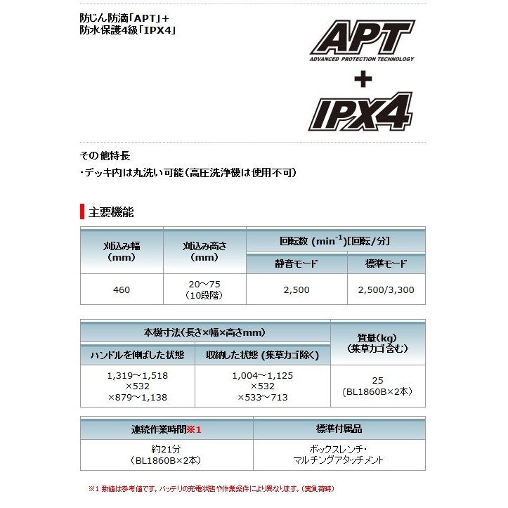 マキタ 充電式芝刈機 18V+18V 36V MLM460DZ 460mm 本体のみ マキタ 充電式芝刈機 18V+18V 36V MLM460DZ 460mm 本体のみ