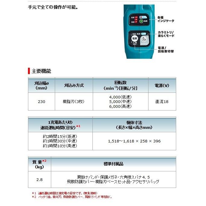 マキタ（makita） 充電式草刈機 MUR189DZ 本体のみ 樹脂刃 (バッテリー