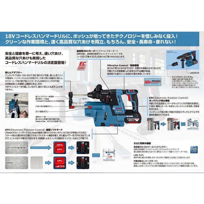 BOSCH（ボッシュ） 18V コードレスハンマードリル GBH18V-26 6.0Ah 