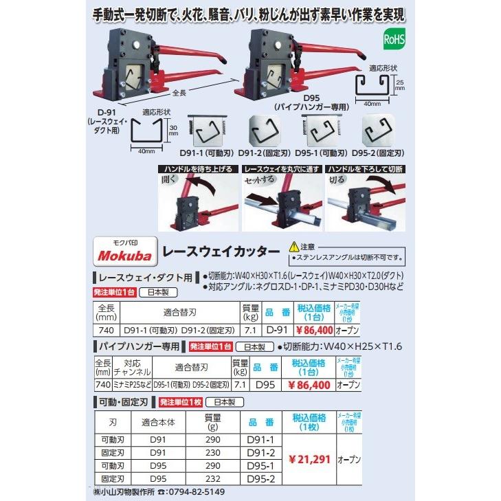 Mokuba モクバ(Mokuba) レースウェイカッターD用 替え刃 D-91-2 固定刃  