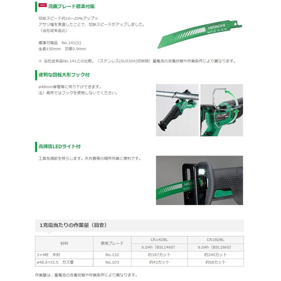 HiKOKI ハイコーキ 14.4V コードレスセーバソー CR14DBL(LYPK HiKOKI ハイコーキ 14.4V コードレスセーバソー CR14DBL(LYPK