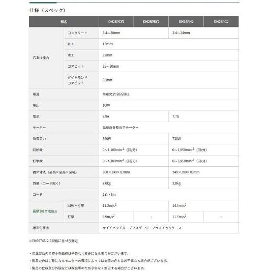 ハイコーキ　28mmロータリーハンマドリル DH28PCY2 SDSプラスシャンク 回転/回転+振動/ハツリ モード切替｜e-tool-shopping｜04