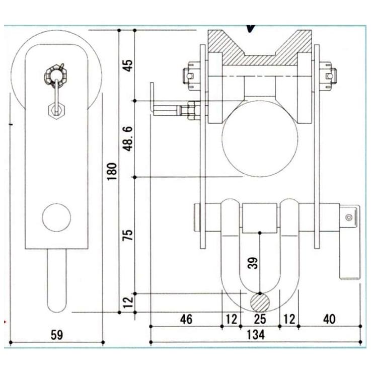 スリーエッチ PR250BK パイプトロリー 定格荷重：250kg 適用パイプ：35