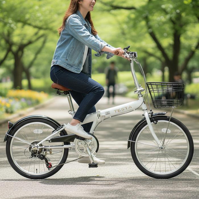 TOPONE（トップワン） 折りたたみ自転車 20インチ カゴ付き シマノ6段