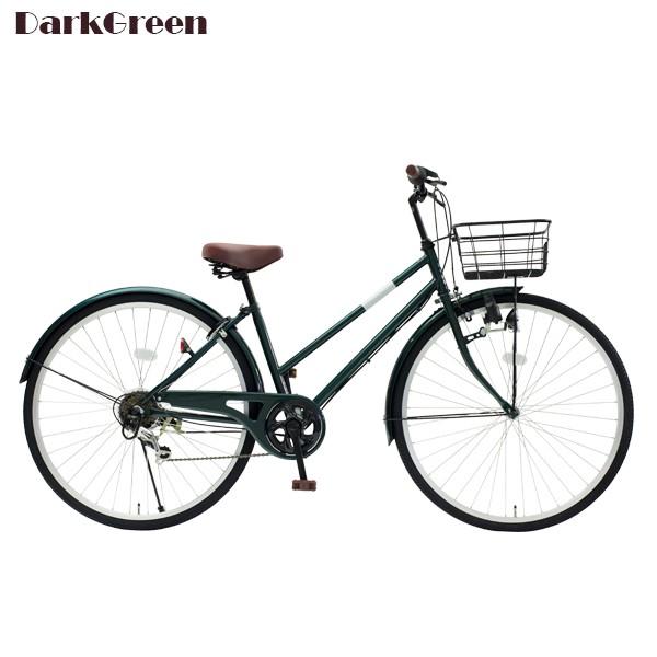 送料無料 自転車 27インチ シティサイクル ママチャリ シマノ6段変速 