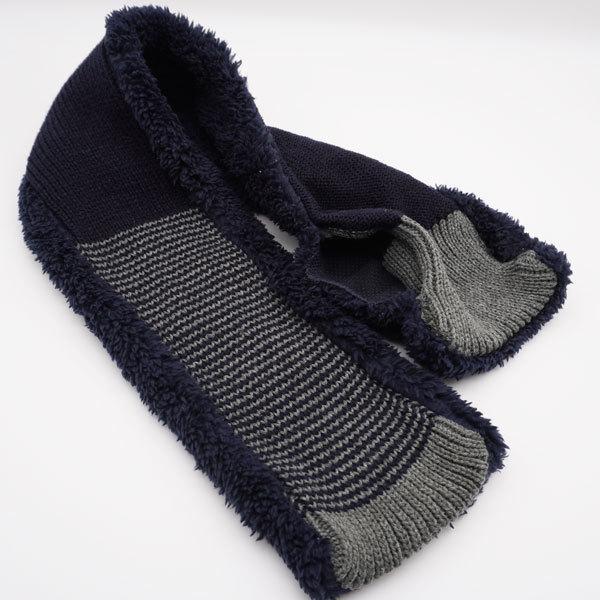 ショートマフラー メンズ 裏ボア 超特価 ループタイプ ネイビー 裏ネイビー グレー