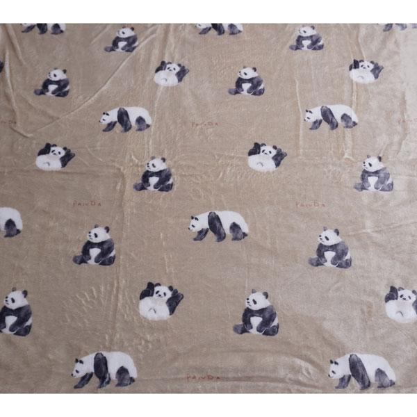 ブランケット ひざ掛け パンダ柄 ベージュ＆裏オフホワイト 73×100cm
