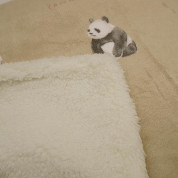 ブランケット ひざ掛け パンダ柄 ベージュ＆裏オフホワイト 73×100cm