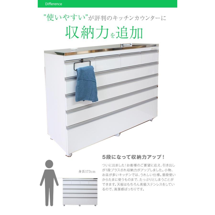 ステンレス天板のキッチンカウンター　120cm ハイタイプ ステンレス天板のキッチンカウンター120cm幅グレー