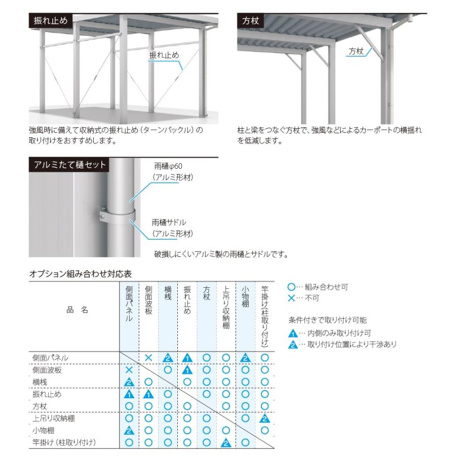 【福井県限定】カーポート G1-R 2台用 6本柱 54.9万円 耐積雪量150cm 幅約5.5m 奥行約5.45m 高さ約2.3m｜e-unit｜15