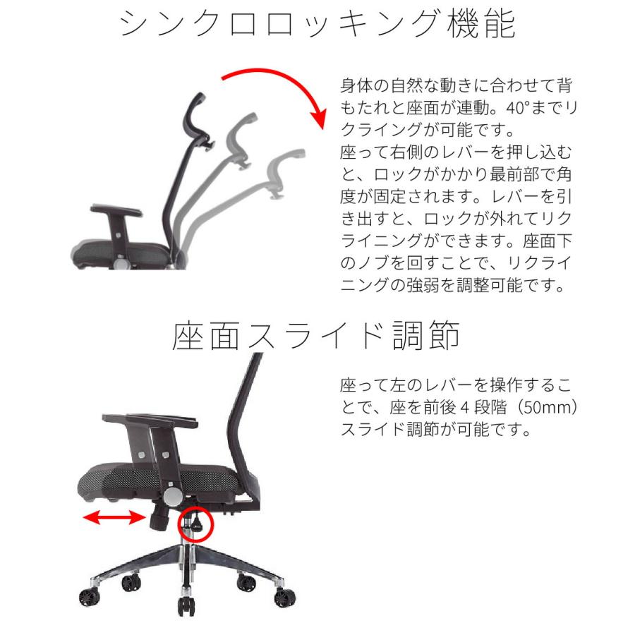 KOIZUMI コイズミ オフィスチェア OAチェア メッシュ リクライニング アームレスト ハイバック 一人暮らし ヘッドレスト 上着掛け ランバーサポート_9