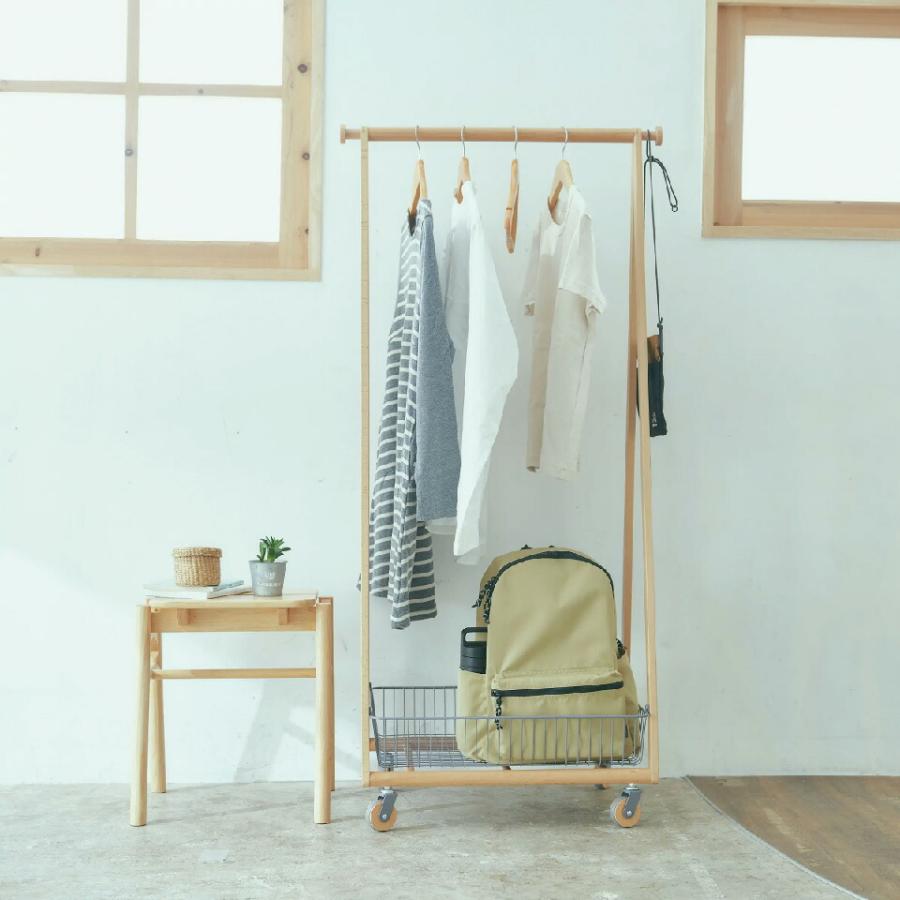 コートハンガー リビング 梅雨 室内干し  ハンガーラック カゴ付き バスケット キャスター付き 北欧 天然木 玄関 リビング クローゼット 子供部屋 一人暮らし |  | 03