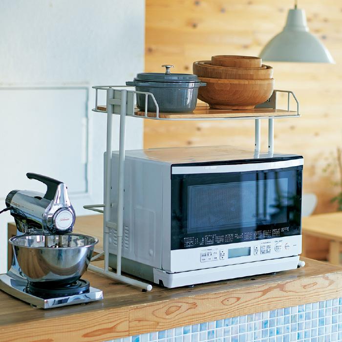 レンジラック トースターラック キッチンラック キッチン収納 幅56cm ビーワイケージ BCKR-560  レンジ上ラック レンジ上収納 カウンター上収納 スチール 天然木 |  | 06