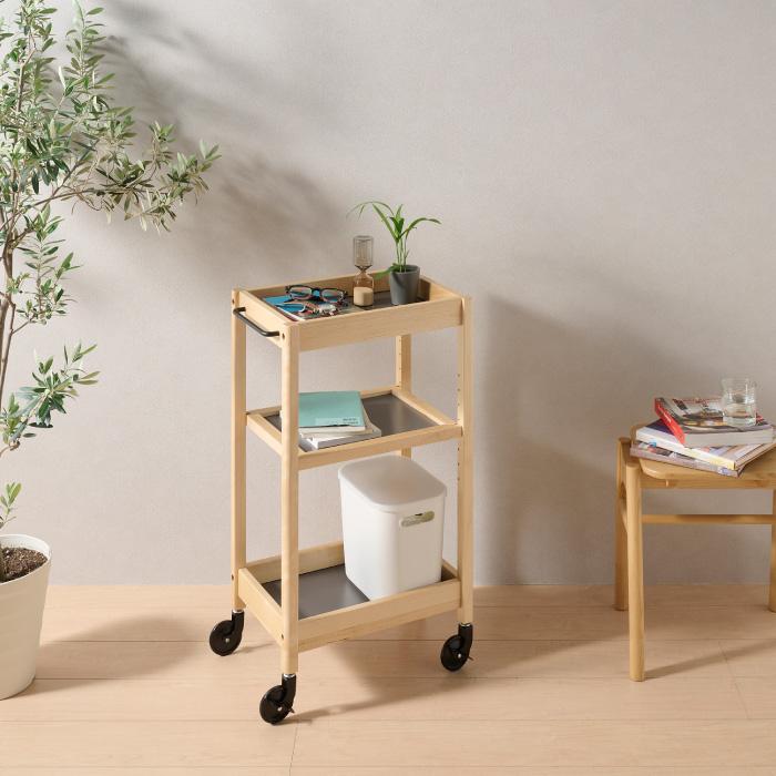 木製マルチワゴン スリム 3段 キッチンワゴン キャスター付き 天板付き マルチテーブルワゴン キッチン収納 リビング収納 隙間収納 すきま収納 隙間ラック 木製 |  | 03
