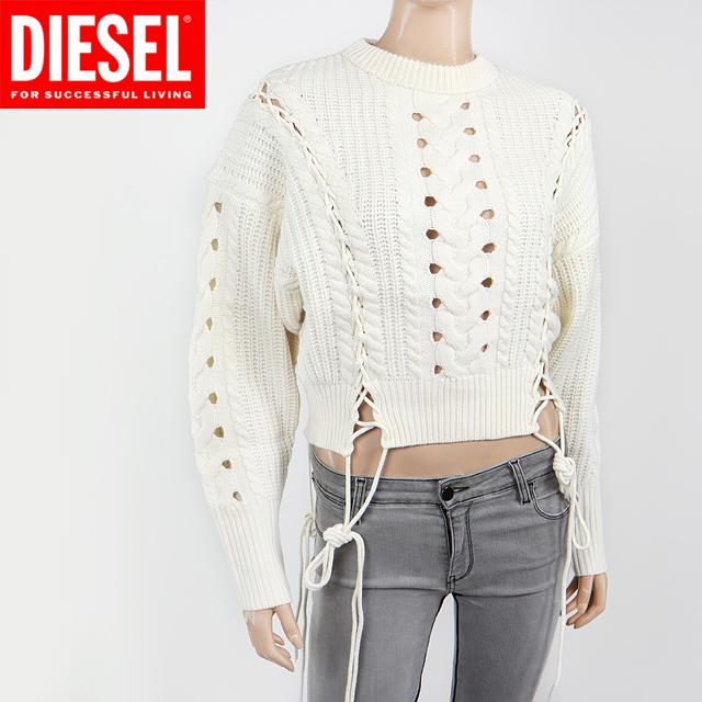ディーゼル（DIESEL）レディース 訳あり 長袖ニット ホワイト系 編上げ