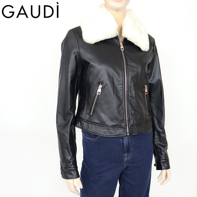 ガウディ（GAUDI）レディース 中綿入りジャンパー ブラック系 ファー 