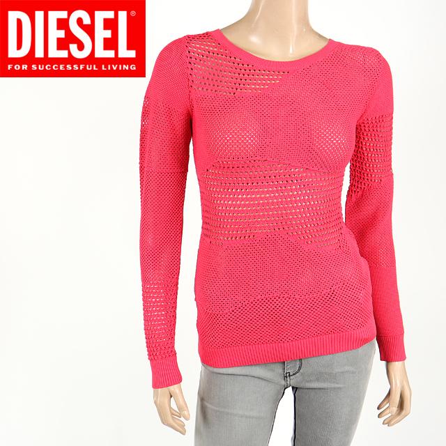 ディーゼル（DIESEL）レディース 訳あり 長袖ニット レッド系 メッシュ