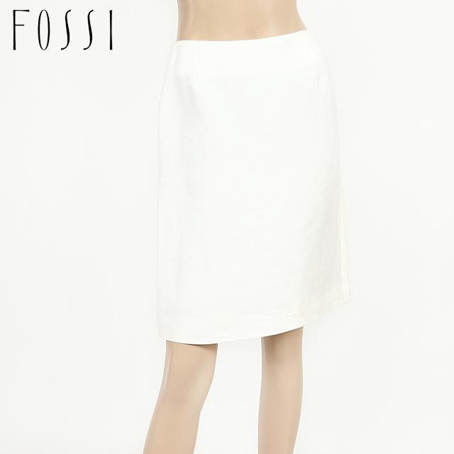 フォッシィ（FOSSI）レディース ひざ丈スカート ホワイト系 麻100  