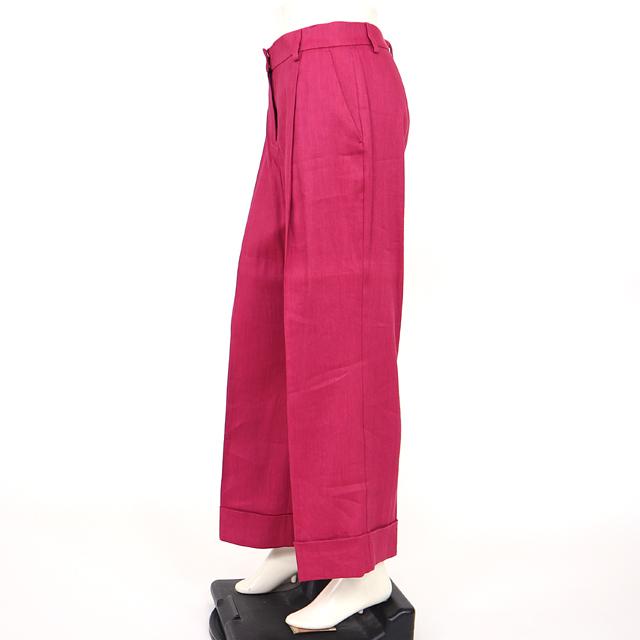 レコパン（Les Copains）レディース ロングパンツ レッド系 麻混紡  