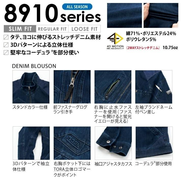 寅壱 上下セット 8910-124+8910-219 デニムジャケット+デニム 寅壱 上下セット 8910-124+8910-219 デニムジャケット+デニム