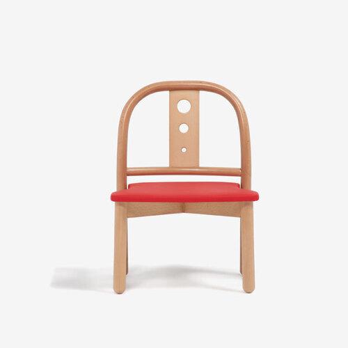 大塚家具 秋田木工 キッズチェア「101」木部ブナ材ナチュラル色 座PVCレッド色_1