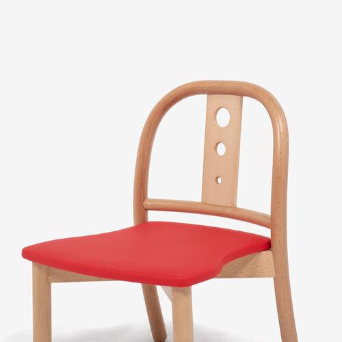 大塚家具 秋田木工 キッズチェア「101」木部ブナ材ナチュラル色 座PVCレッド色_4
