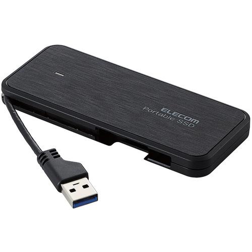【数量は多】 ポータブル 外付けSSD ESD-ECA0500GBKR エレコム ケーブル収納対応 データ復旧サービスLite付 ブラック 500GB USB3.2(Gen1)対応 内蔵型SSD