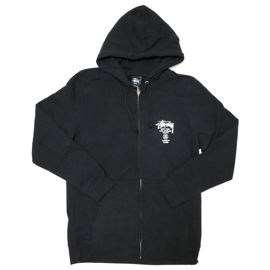 Stussy World Tour Ziphood (Black) / ステューシー ワールドツアー ジップフーディー メンズ アメカジ ストリート 1973753｜e-westclubstore