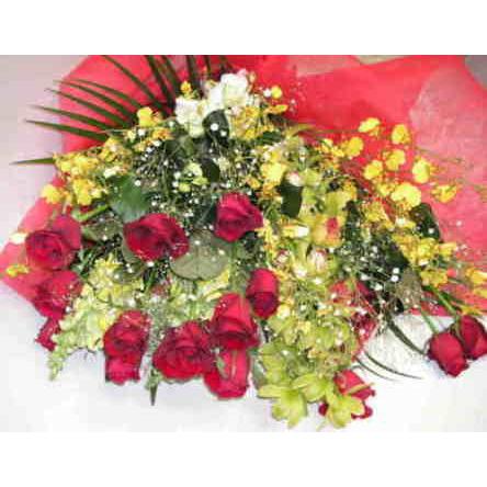 楽天カード分割 レッドコーラル バラと蘭ランの花束 ホワイトデーギフト 海外正規品 Nooitmeergrasmaaien Be