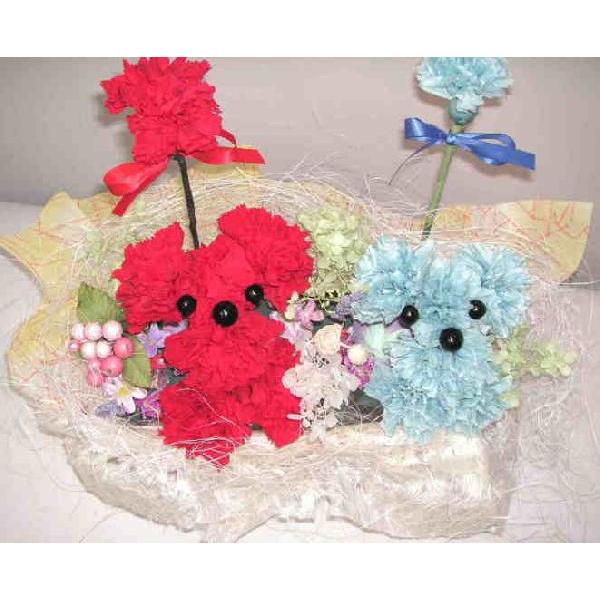 ブランドのギフト 年末セール中 ラブリーペアプードル カーネーションのプリザーブドフラワー犬 正規 値段通販 Livinginmalta Com