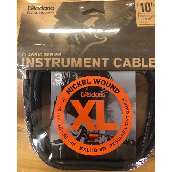 D'Addario（ダダリオ） EXL110-3D+PW-CGT-10 ダダリオケーブル＋3