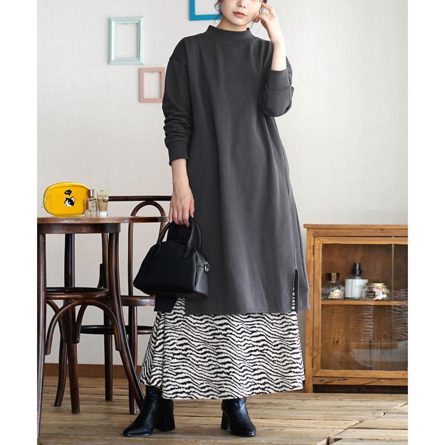 ワンピース 冬 冬服 レディース ロングワンピ スウェット カットソー 長袖 裏起毛 大きいサイズ ゆったり ハイネック 裏起毛スウェットワンピース イーザッカマニア Yahoo 店 通販 Yahoo ショッピング