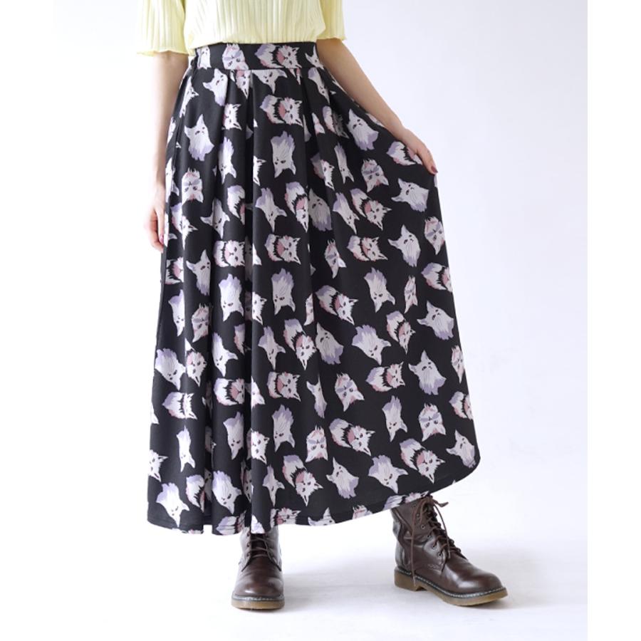 スカート レディース 冬服 秋服 ボトムス ロング 総柄 猫柄 ウエストゴム ゆったり Zootie ズーティー ねこ ネコ 猫 Cat マキシスカート イーザッカマニア 33585 1702245 イーザッカマニア Yahoo 店 通販 Yahoo ショッピング