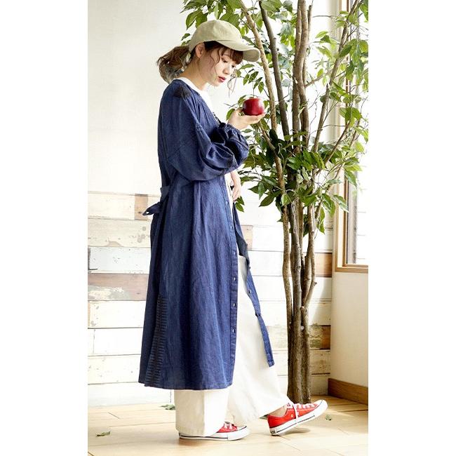 ででキマる ワンピース 羽織 長袖 長そで ゆったり インド綿 ボヘミアン刺繍 ライトデニムロングシャツワンピース イーザッカマニアストアーズ 春 春物 春服 レディース ワンピ ロングワンピ デニム ぐらいでし