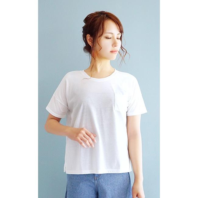 Tシャツ 汗染み防止 カットソー 半袖 ゆったり レディース 無地 クルーネック トップス 半そで ｔシャツ｜e-zakkamania｜05