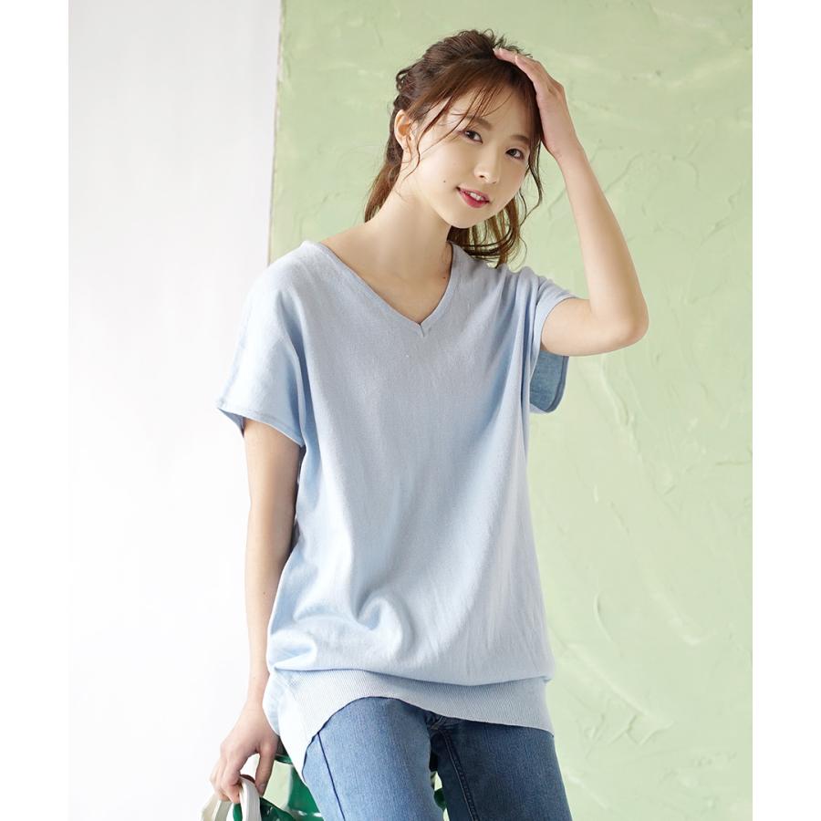 ニット レディース 半袖 春服 春物 ニットチュニック 綿100 大きいサイズ Zootie オーディナリー コットンニット Vネックフレンチスリーブチュニック イーザッカマニアストアーズ 通販 Paypayモール