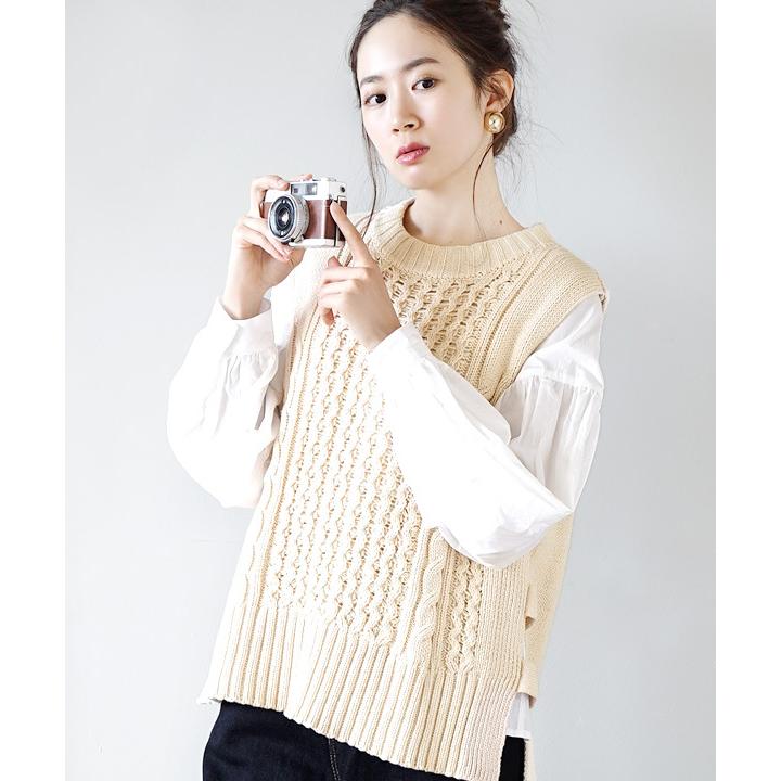 ニットベスト レディース 春服 春物 ベスト ニット セーター プルオーバー ノースリーブ 丸首 ゆったり Zootie ィッシュテール ケーブル綿混 ニットベスト イーザッカマニアストアーズ 通販 Paypayモール