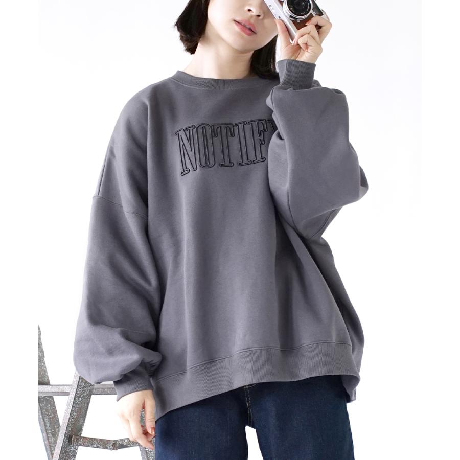スウェット 春 春服 レディース トップス スエット トレーナー プルオーバー 長袖 オーバーサイズ ボリューム袖 大きいサイズ 裏起毛 厚盛ロゴ刺繍スウェット イーザッカマニアストアーズ 通販 Paypayモール
