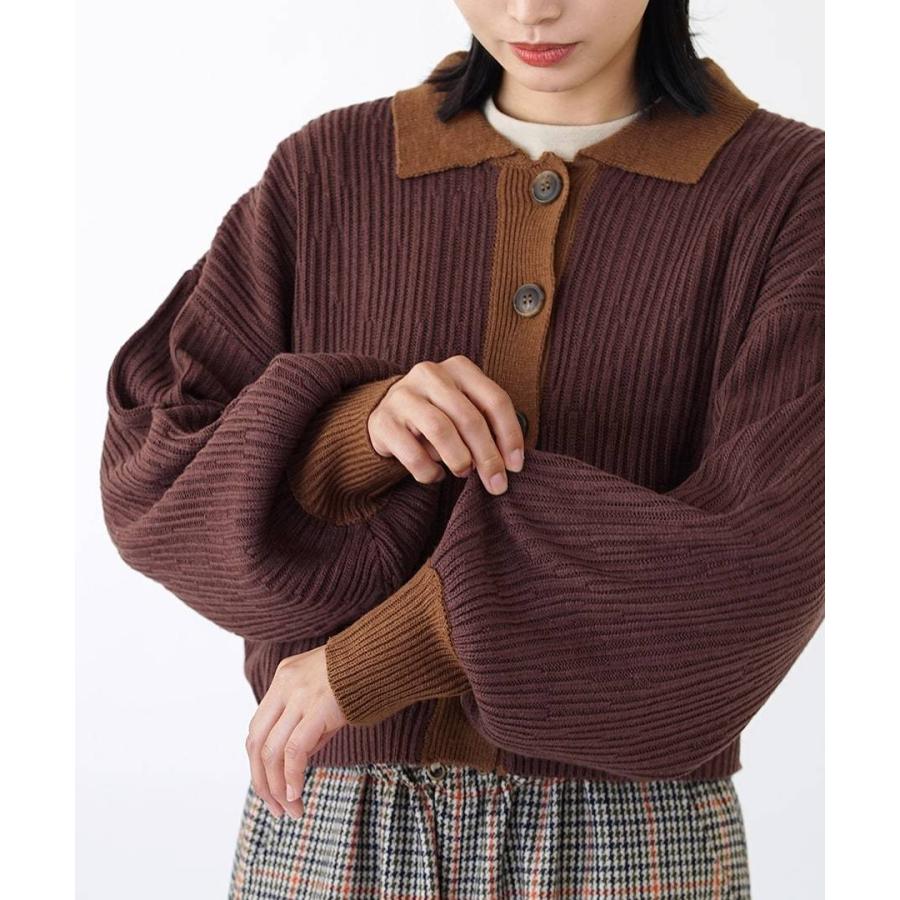 ニット カーディガン 春 春服 レディース トップス セーター ニットカーデ 長袖 ショート 羽織り ランダムリブ 配色ニットポロシャツ イーザッカマニアストアーズ 通販 Paypayモール