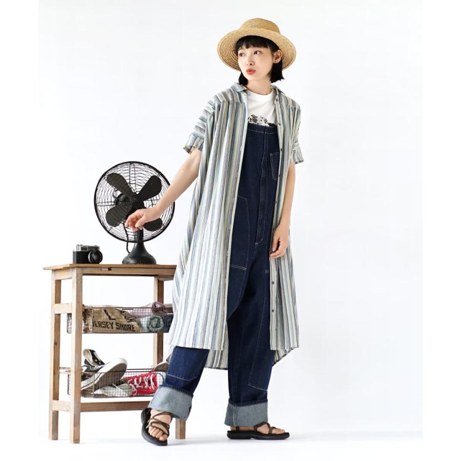 ワンピース 夏 シャツワンピース レディース 半袖 大きいサイズ ゆったり マルチストライプ ギャザーシャツワンピース イーザッカマニアストアーズ 通販 Paypayモール