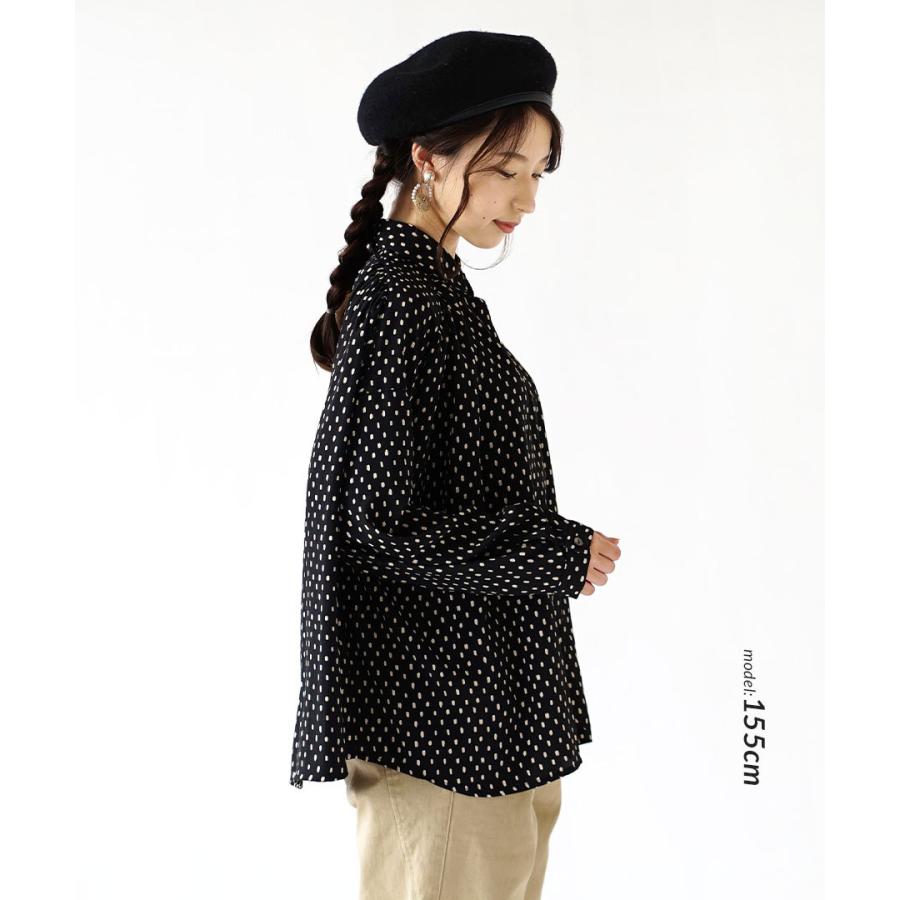 ブラウス 春 春服 レディース トップス シャツブラウス 長袖 柄シャツ ドット 水玉柄 ヨークギャザー ワイドシャツブラウス ドット イーザッカマニアストアーズ 通販 Yahoo ショッピング