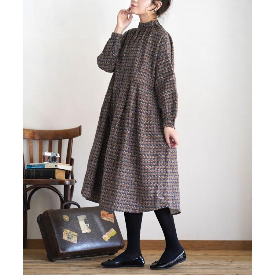 ワンピース レディース ロングワンピース 長袖 フラワー柄 大きいサイズ ゆったり 春 レトロフラワー ハイネックワンピース イーザッカマニアストアーズ 通販 Paypayモール